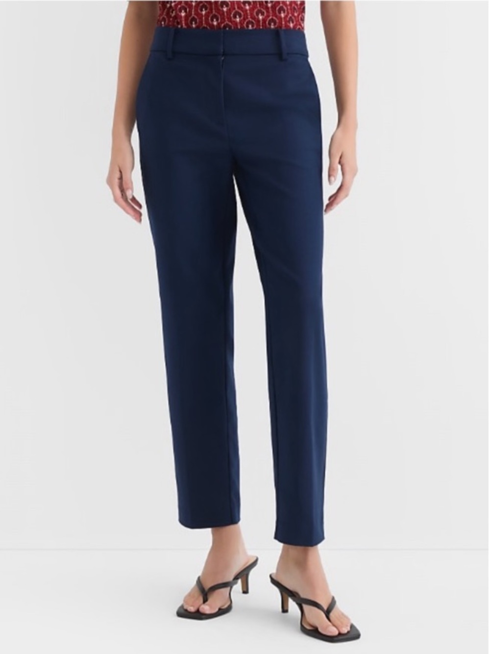 Ann Taylor LOFT Crepe Mid-Rise Straight Tapered Trouser Pant Career Navy 12